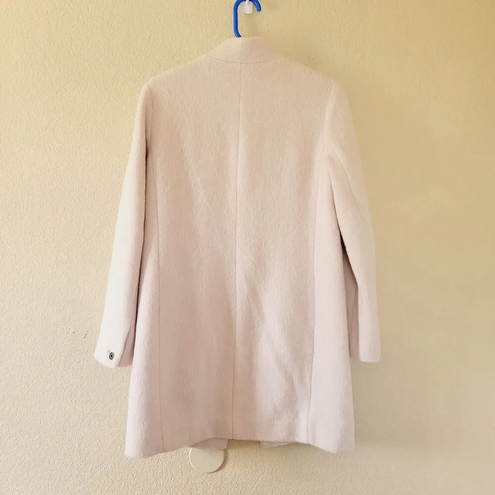 Club Monaco Wool Mohair Blend Pink Coat Small Single Button Lined Quiet Luxury